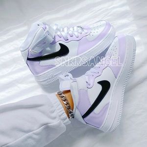 Nike custom air force 1 mid lilac black